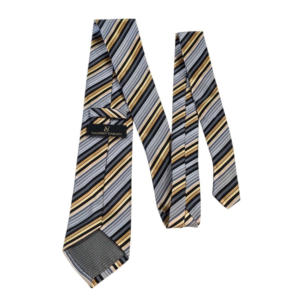 VALERIO GARATI Striped Necktie Polyester Hand Made Business Casual Church Power